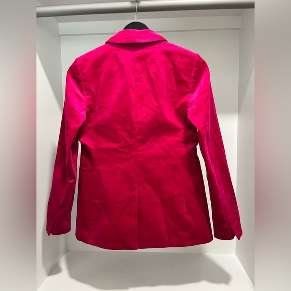 J.Crew Velvet One Button Blazer Brilliant Berry Size 0 BU281 $218 - Picture 6 of 10